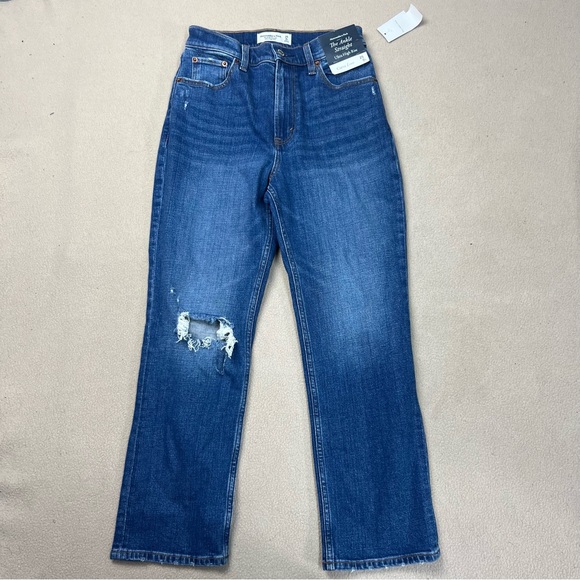 Abercrombie & Fitch Denim - Abercrombie & Fitch Jeans 0 25 short The Ankle Straight Ultra High Rise Blue NEW